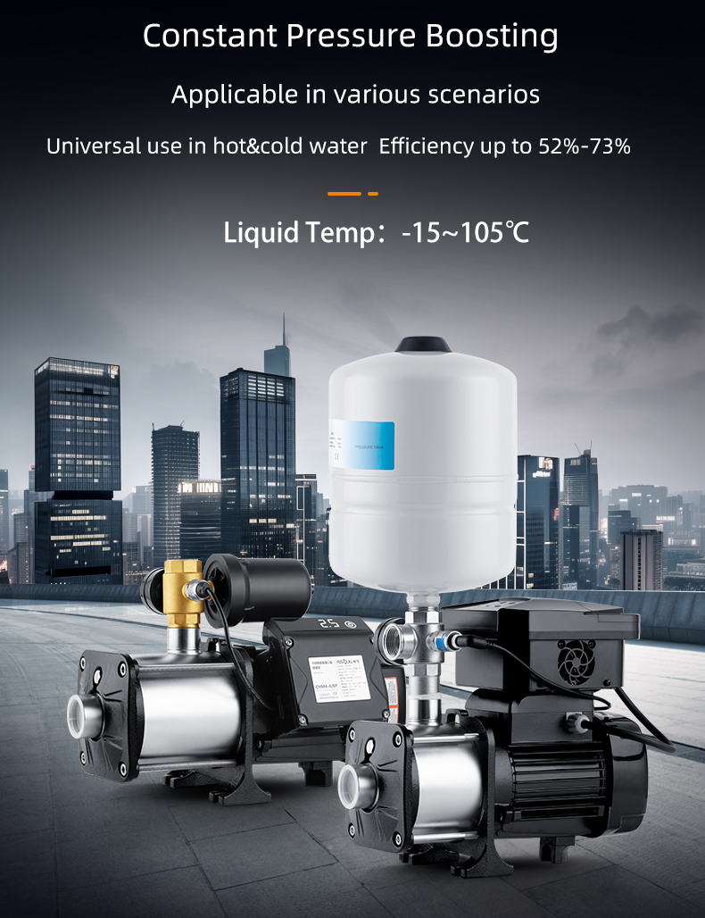 Risefull Inverter Smart Horizontal Stainless Steel Multistage Centrifugal Pump 8m³/h Rated Flow