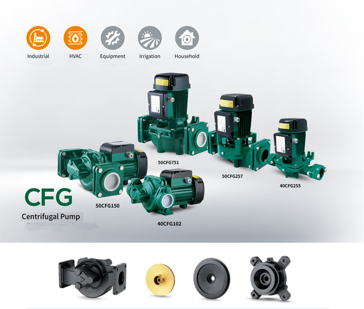 Risefull CFG Brass Impeller High Flow Industry Booster in Line Vertical Pipe-line Centrifugal Circulation  Water Pump