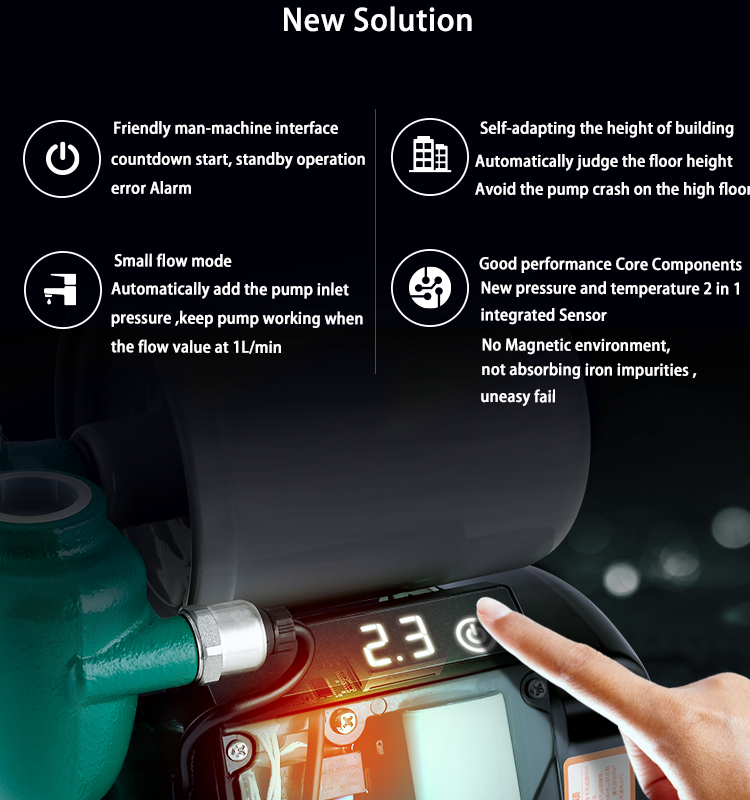 Risefull 2022 New Solution Smart Electronic Pressure Controlled  Self-priming Water Pump for Pipeline Booster