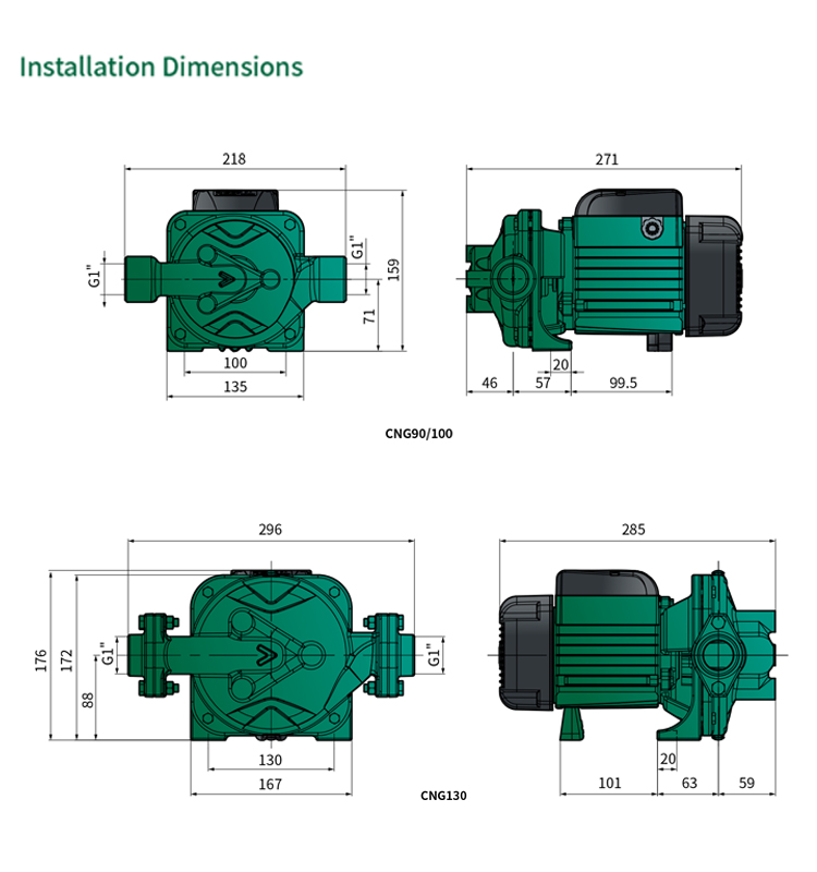 Risefull 0.3hp-0.4hp Electric Engineering Centrifugal Water Pump
